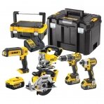 Akum. įrankių komplektas DeWalt DCK551P3T-QW (DCD796 + DCF887 + DCS331 +DCS391 + DCL050), 18V, 3x5.0Ah