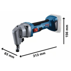 Akumuliatorinės skardos žirklės Bosch GNA 18V-16 E, 18V, 2x4.0Ah, 0601529601