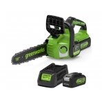 Akumuliatorinis grandininis pjūklas Greenworks GD24CS30K4, 24 V, 4,0 Ah