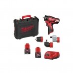 Akumuliatorinis gręžtuvas MILWAUKEE M12 BDDXKIT-202C