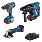 Akumuliatorinių įrankių rinkinys Bosch 18V 3X Toolkit, CT 3x4.0Ah, 18V-40