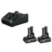 Akumuliatorių ir kroviklio komplektas Bosch GBA 2x6.0Ah 12V, GAL 12V-40