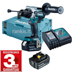 Akumuliatorinis smūginis gręžtuvas Makita DHP486RTJ, 125Nm, 2x5Ah