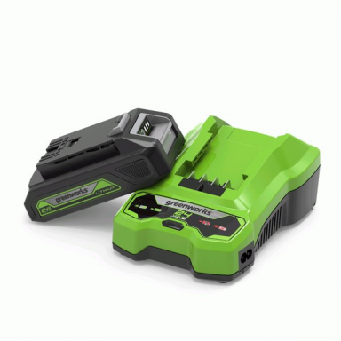 Akumuliatoriaus ir kroviklio komplektas Greenworks GSK24B2, 24 V, 2,0 Ah, 2A Akumuliatoriaus ir kroviklio komplektas Greenworks GSK24B2, 24 V, 2,0 Ah, 2A