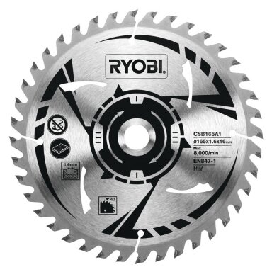 Akumuliatorinio diskinio pjūklo geležtė, 165 mm Ryobi CSB165A1 Akumuliatorinio diskinio pjūklo geležtė, 165 mm Ryobi CSB165A1