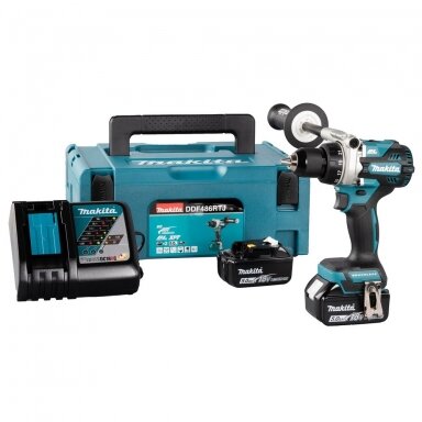 Akumuliatorinis gręžtuvas Makita DDF486RTJ, 18 V, 130 Nm Akumuliatorinis gręžtuvas Makita DDF486RTJ, 18 V, 130 Nm