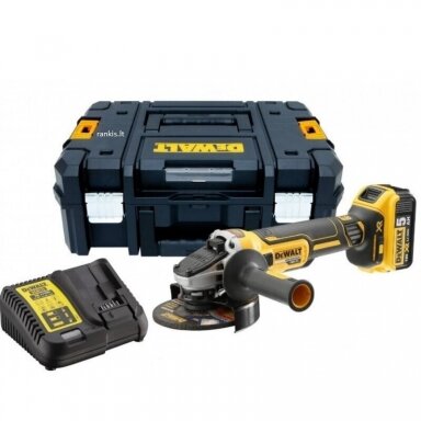 Akumuliatorinis kampinis šlifuoklis Dewalt DCG405P1-QW 18V (1x5Ah) Akumuliatorinis kampinis šlifuoklis Dewalt DCG405P1-QW 18V (1x5Ah)