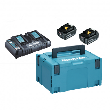 Akumuliatorių ir dvigubo kroviklio komplektas su lagaminu Makita 198077-8, 18V, BL1860B x2, DC18RD, LXT® Akumuliatorių ir dvigubo kroviklio komplektas su lagaminu Makita 198077-8, 18V, BL1860B x2, DC18RD, LXT®