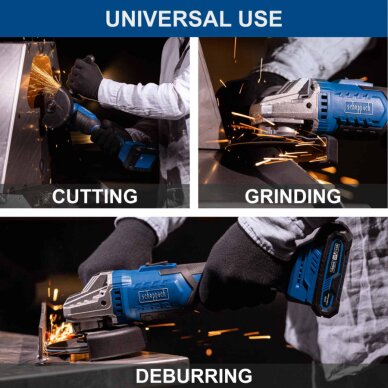 Akum. kampinis šlifuoklis C-AG125-X Set L, Scheppach 10 Akum. kampinis šlifuoklis C-AG125-X Set L, Scheppach 10