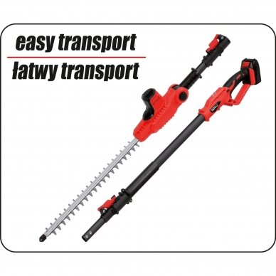 Akumuliatorinė aukštapjovė - gyvatvorių žirklės Yato YT-82834, 1x2Ah, 18V 5 Akumuliatorinė aukštapjovė - gyvatvorių žirklės Yato YT-82834, 1x2Ah, 18V 5