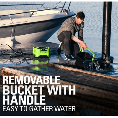 Akumuliatorinė aukšto slėgio plovykla Greenworks GDC40, 40 V, ( be akum. ir krov.) 5 Akumuliatorinė aukšto slėgio plovykla Greenworks GDC40, 40 V, ( be akum. ir krov.) 5