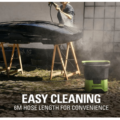 Akumuliatorinė aukšto slėgio plovykla Greenworks GDC60, 60 V, ( be akum. ir krov.) 4 Akumuliatorinė aukšto slėgio plovykla Greenworks GDC60, 60 V, ( be akum. ir krov.) 4