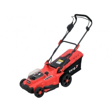 Akumuliatorinė stumdoma žoliapjovė | 2X18V 37 cm | be baterijų (YT-85223) Akumuliatorinė stumdoma žoliapjovė | 2X18V 37 cm | be baterijų (YT-85223)