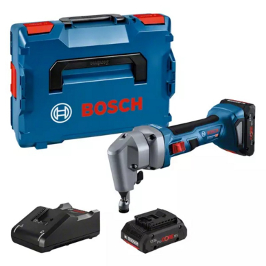 Akumuliatorinės skardos žirklės Bosch GNA 18V-16 E, 18V, 2x4.0Ah, 0601529601