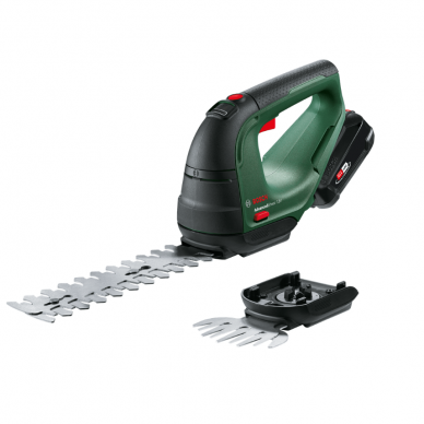 Akumuliatorinės žolės ir krūmų žirklės BOSCH AdvancedShear 18, 18 V, 1x2,0 Ah 1 Akumuliatorinės žolės ir krūmų žirklės BOSCH AdvancedShear 18, 18 V, 1x2,0 Ah 1