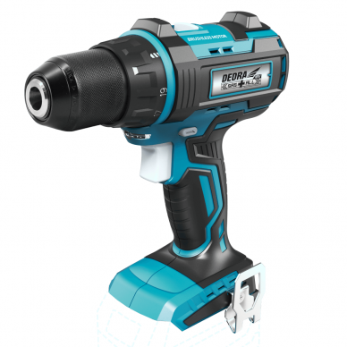 Akumuliatorinis bešepetėlis gręžtuvas Dedra DED7141, 18V, 50Nm Akumuliatorinis bešepetėlis gręžtuvas Dedra DED7141, 18V, 50Nm