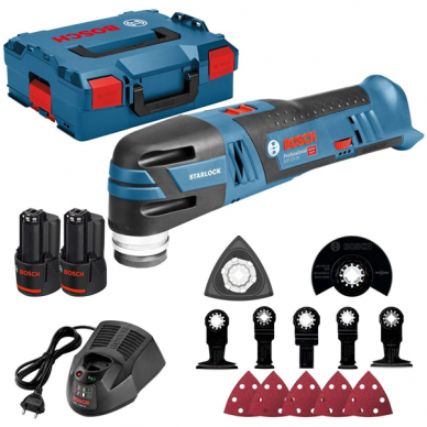 Akumuliatorinis daugiafunkcis pjoviklis Bosch GOP 12V-28 Professional 2x3.0Ah, L-Boxx, ACC Akumuliatorinis daugiafunkcis pjoviklis Bosch GOP 12V-28 Professional 2x3.0Ah, L-Boxx, ACC