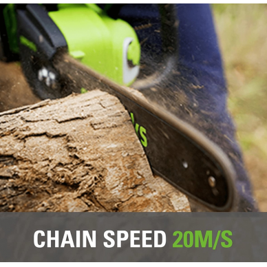 Akumuliatorinis grandininis pjūklas Greenworks GD24X2CS36, 48 V (2X24 V) , 36 cm, (tik įrankis) 2 Akumuliatorinis grandininis pjūklas Greenworks GD24X2CS36, 48 V (2X24 V) , 36 cm, (tik įrankis) 2