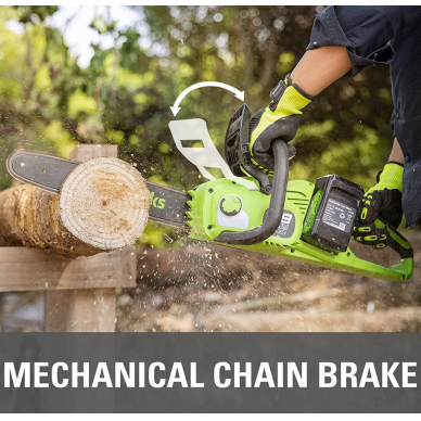 Akumuliatorinis grandininis pjūklas Greenworks GD24X2CS36, 48 V (2X24 V) , 36 cm, (tik įrankis) 3 Akumuliatorinis grandininis pjūklas Greenworks GD24X2CS36, 48 V (2X24 V) , 36 cm, (tik įrankis) 3