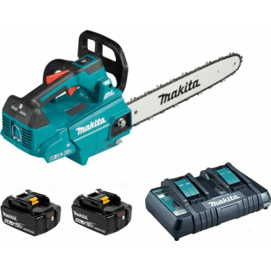Akumuliatorinis grandininis pjūklas Makita DUC356PT2, 2x5,0 Ah akum.35 cm