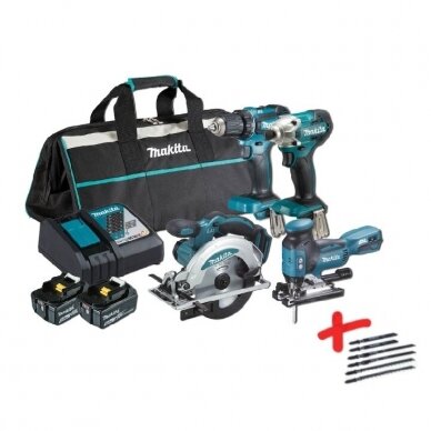 Akumuliatorinių įrankių komplektas Makita DLX4163TX1, 18 V, 2x5,0Ah Akumuliatorinių įrankių komplektas Makita DLX4163TX1, 18 V, 2x5,0Ah