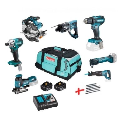 Akumuliatorinių įrankių komplektas Makita DLX7021TX1, 18V, 2x5.0Ah Akumuliatorinių įrankių komplektas Makita DLX7021TX1, 18V, 2x5.0Ah