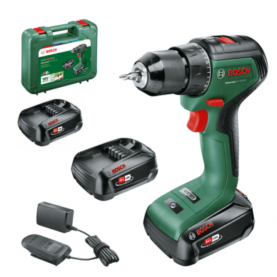 Akumuliatorinis gręžtuvas- suktuvas Bosch UniversalDrill 18V-60, 18 V, 2x2,0 Ah Akumuliatorinis gręžtuvas- suktuvas Bosch UniversalDrill 18V-60, 18 V, 2x2,0 Ah