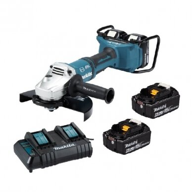 Akumuliatorinis kampinis šlifuoklis Makita DGA900PTX1, 2x18V, 5,0Ah Akumuliatorinis kampinis šlifuoklis Makita DGA900PTX1, 2x18V, 5,0Ah
