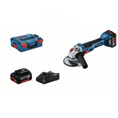 Akumuliatorinis kampinis šlifuoklis Bosch GWS 18V-10, LB 2x4.0, 18V-40 Akumuliatorinis kampinis šlifuoklis Bosch GWS 18V-10, LB 2x4.0, 18V-40