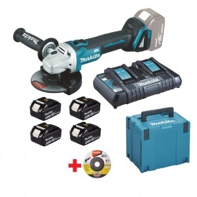 Akumuliatorinis kampinis šlifuoklis Makita 198836-0 DGA506, 18V, 4x5,0Ah Akumuliatorinis kampinis šlifuoklis Makita 198836-0 DGA506, 18V, 4x5,0Ah