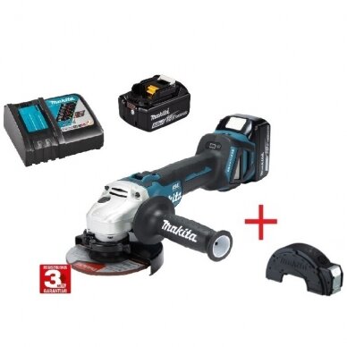 Akumuliatorinis kampinis šlifuoklis Makita DGA511RG, 18V, 6,0Ah Akumuliatorinis kampinis šlifuoklis Makita DGA511RG, 18V, 6,0Ah