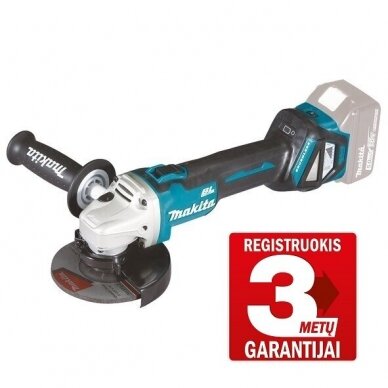 Akumuliatorinis kampinis šlifuoklis Makita DGA511Z, 18V, 125mm (3 metų garantija) Akumuliatorinis kampinis šlifuoklis Makita DGA511Z, 18V, 125mm (3 metų garantija)