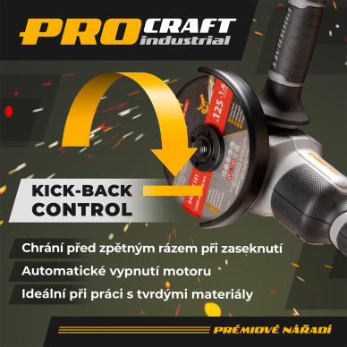 Akumuliatorinis kampinis šlifuoklis ProCraft AG125A-1B-F, 20 V, 4 Ah 12 Akumuliatorinis kampinis šlifuoklis ProCraft AG125A-1B-F, 20 V, 4 Ah 12