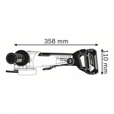 Akumuliatorinis kampinis šlifuoklis su X-LOCK Bosch GWX 18V-10 PC SOLO, 125 mm 3 Akumuliatorinis kampinis šlifuoklis su X-LOCK Bosch GWX 18V-10 PC SOLO, 125 mm 3