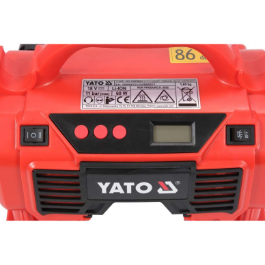 Akumuliatorinis kompresorius Yato,18 V, 1x3,0 Ah., 21 l / min, 11 bar 4