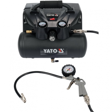 Akumuliatorinis kompresorius Yato, 2x18 V, 2x3,0 Ah. 98 l / min, 6 l 1 Akumuliatorinis kompresorius Yato, 2x18 V, 2x3,0 Ah. 98 l / min, 6 l 1