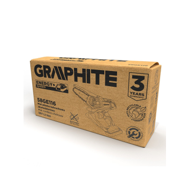 Akumuliatorinis mini grandininis pjūklas GRAPHITE 58GE116 Energy+ 18V Li-lon 1 Akumuliatorinis mini grandininis pjūklas GRAPHITE 58GE116 Energy+ 18V Li-lon 1