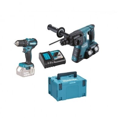 Akumuliatorinių įrankių komplektas Makita DHR263+DDF483, 18V, 2x5,0Ah Akumuliatorinių įrankių komplektas Makita DHR263+DDF483, 18V, 2x5,0Ah