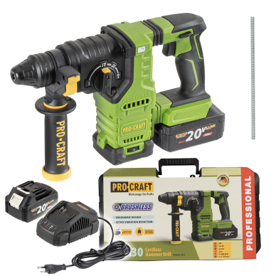 Akumuliatorinis perforatorius ProCraft PHA30, 20V, 2x4,0Ah Akumuliatorinis perforatorius ProCraft PHA30, 20V, 2x4,0Ah