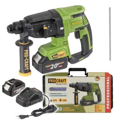 Akumuliatorinis perforatorius ProCraft PHA40, 20V, 2x4,0Ah Akumuliatorinis perforatorius ProCraft PHA40, 20V, 2x4,0Ah