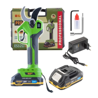 Akumuliatorinis sekatorius ProCraft ES32Li, 20V, 2.0Ah Akumuliatorinis sekatorius ProCraft ES32Li, 20V, 2.0Ah