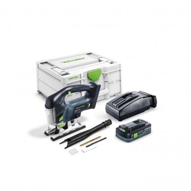 Akumuliatorinis siaurapjūklis CARVEX Festool PSBC 420 HPC 4,0 EBI-Plus, 18 V, 4,0 Ah, (576532) Akumuliatorinis siaurapjūklis CARVEX Festool PSBC 420 HPC 4,0 EBI-Plus, 18 V, 4,0 Ah, (576532)