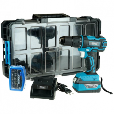 Akumuliatorinis smūginis gręžtuvas Dedra N0303G01, 18V (DED7042 + 1x4Ah) 1 Akumuliatorinis smūginis gręžtuvas Dedra N0303G01, 18V (DED7042 + 1x4Ah) 1