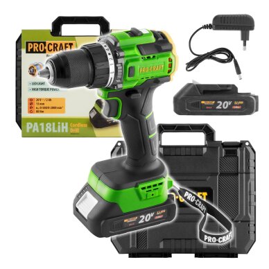 Akumuliatorinis smūginis gręžtuvas ProCraft PA18LiH-1B-C, 20V (1x 2Ah + krov.) 1