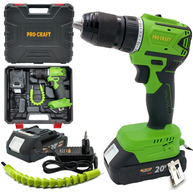 Akumuliatorinis suktuvas - gręžtuvas ProCraft PA18LiN, 20 V, 2 Ah Akumuliatorinis suktuvas - gręžtuvas ProCraft PA18LiN, 20 V, 2 Ah