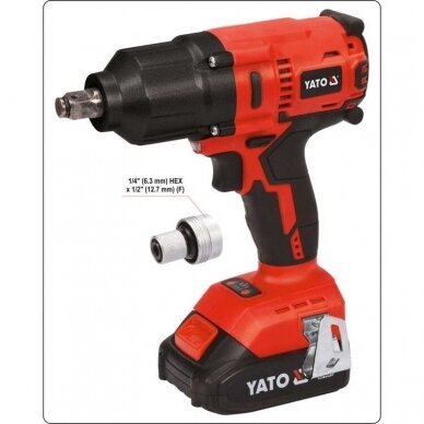 Akumuliatorinis smūginis veržliasūkis Yato, 3Ah, 700Nm, 18V 5 Akumuliatorinis smūginis veržliasūkis Yato, 3Ah, 700Nm, 18V 5