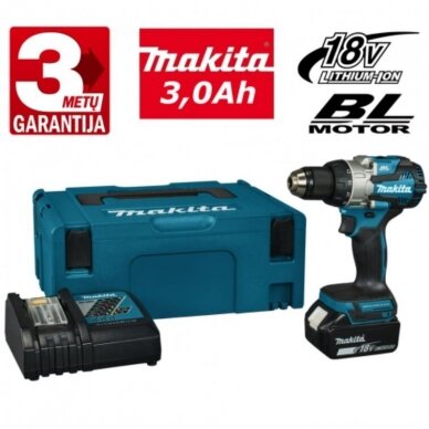 Akumuliatorinis suktuvas-gręžtuvas Makita DDF489RF1J, 18V, 1x3,0Ah Akumuliatorinis suktuvas-gręžtuvas Makita DDF489RF1J, 18V, 1x3,0Ah