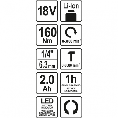 Akumuliatorinis smūginis suktuvas-gręžtuvas Yato, 18 V, 1x2,0 Ah 3