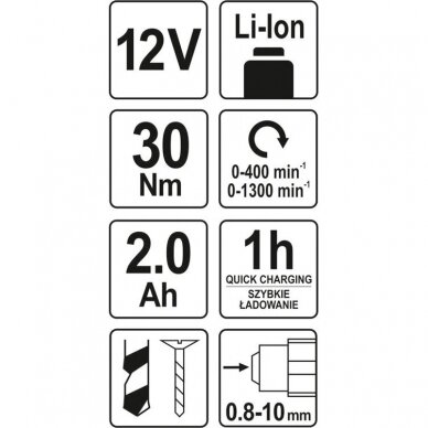 Akumuliatorinis suktuvas-gręžtuvas Yato, 12 V, 1x2,0 Ah 5