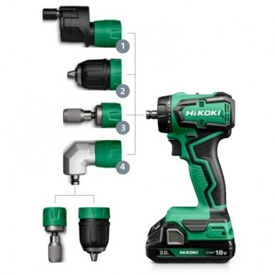 Akumuliatorinis suktuvas HiKOKI DS18DDQ 2,0Ah su sukimo priedais 2 Akumuliatorinis suktuvas HiKOKI DS18DDQ 2,0Ah su sukimo priedais 2